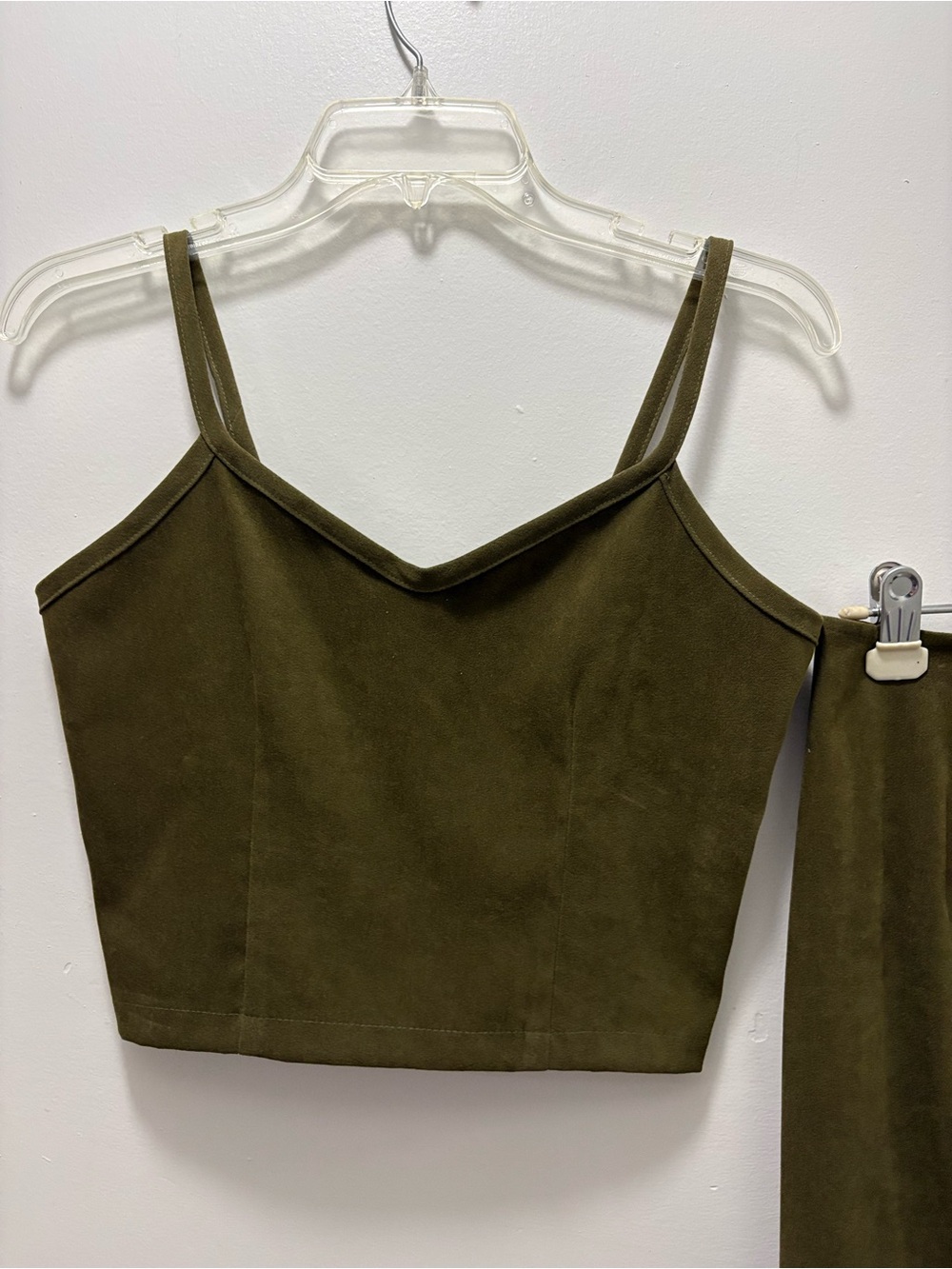 Olive Green Women's Skirt Set – Two-Piece Tank and Maxi Skirt - Picture 3 of 4